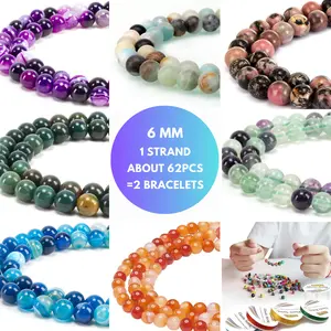 6mm 1 strand(About 62count) DIY Crystal Beads (Can Make 2 Bracelets) (Every order come with strings, spacers, charms, needles!)#crystal #crystals #crystaltok #crystalshop #fyp #crystalhealing #spiritual #amethyst #witchtok #foryoupage
