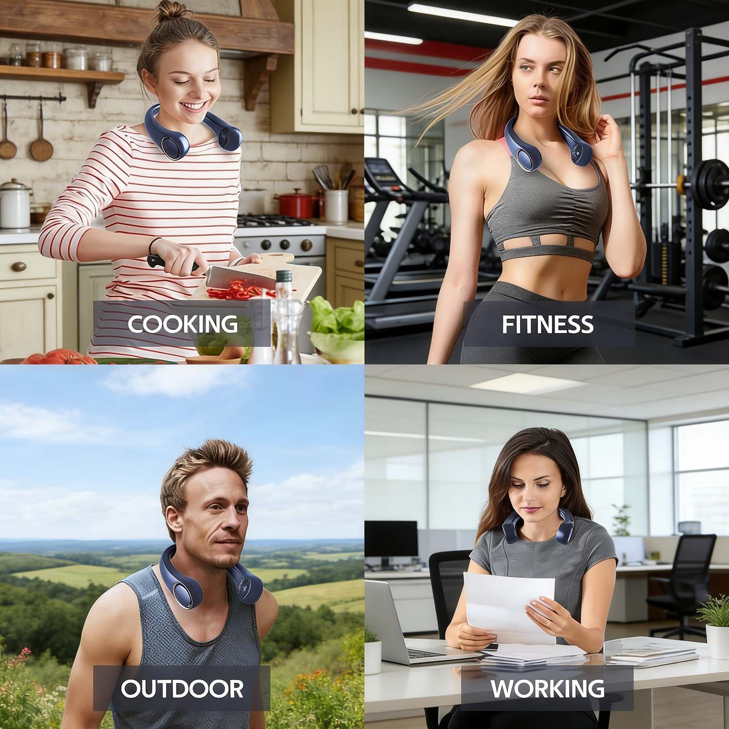 Portable Neck Fan, Hands Free Bladeless Design, 360° Surround Cooling Personal Fan, Quiet Wearable Fan for Indoor Outdoor Activities, Ideal Birthday Gifts for Men Women