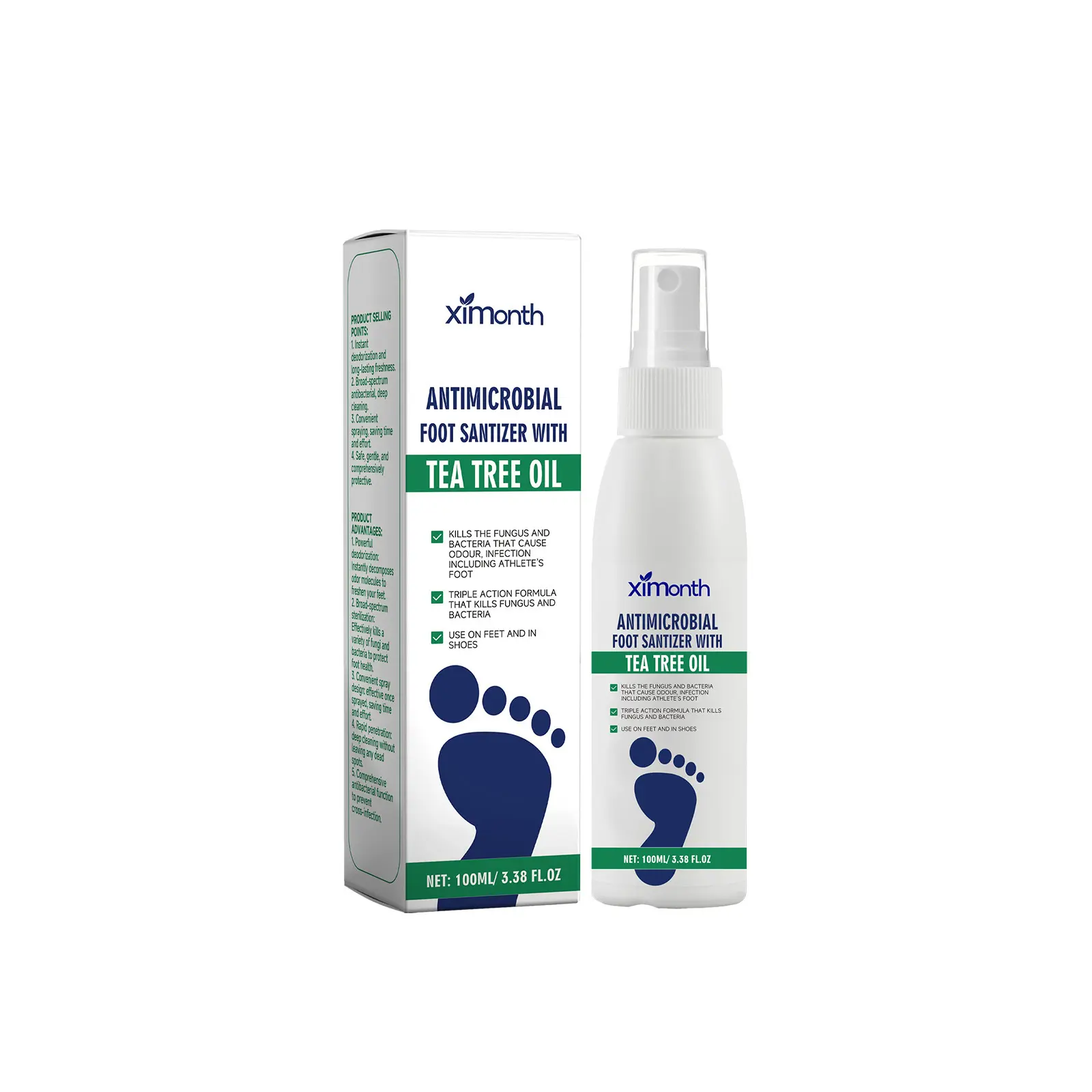 Foot Spray with Tea Tree Oil - Foot Odor Eliminator, MoisturizingDry Feet & Soles, Long-Lasting Antibacterial &Deodorizing Foot & Toenail Care Spray|foot sanitizer spray nail dry shoe and fungal san tizer fast-absorbing formula