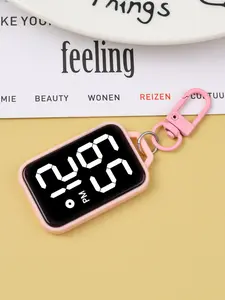 New Fashion Women's Keychain Watch, Square Large Font Electronic Watch, Touch Night Light, Student Exam Dedicated Pocket Watch