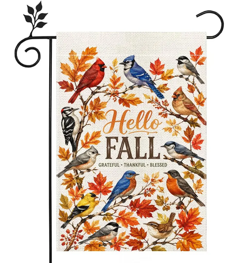 Fall Thanksgiving Bird Garden Flag Double Sided 12x18 Outdoor Decor Double sided printing, Weather resistant fabric, Fade-resistant print, Seasonal decoration, Easy to install