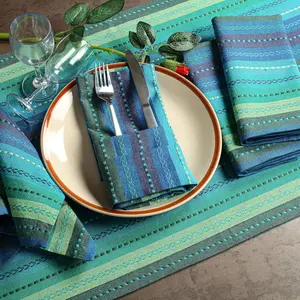 Lightnpro Salsa Stripes Cloth Napkins Set of 12 – Wedding, Christmas & Holiday Table Napkins, Machine Washable Cloth Napkins for Special Occasions & Everyday Use - 18X18 Inch Teal Multi