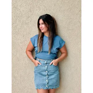 Scalloped Denim Skirt