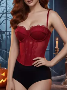 VYNCE 1PC Women's Fashion Corset Top - Sexy Sculpting Lace Wearable Bustier, Topper For Parties/Travel/Holidays (Christmas, Valentine's, Halloween)