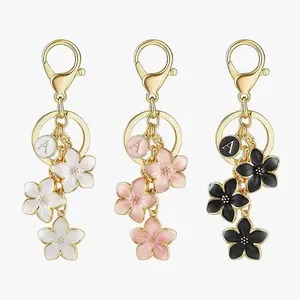 Women's letter flower keychain simple flower handbag small pendant backpack women's bag accessories