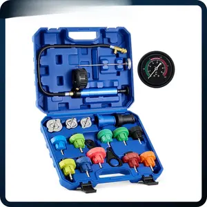 31 pcs Universal Radiator Pressure Tester Kit, Coolant Pressure Tester Kit with Manual Pump and Color-Coded Test Caps, Coolant Vacuum Refill kit for Cars Motorcycles Trucks Cooling System, Automotive Repair Tools