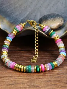 Boho Style Colorful Natural Stone Beaded Bracelet, Fashionable Jewelry for Women & Girls, Trendy All-match & Exquisite Jewelry for Birthday Gift, Adjustable Bangle, Stackable Bracelets, Trendy Bangles, High Quality Bracelet