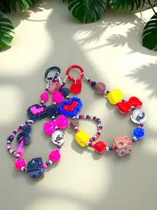 2 Pieces Christmas Cute Phone Charms Beaded Strap Aesthetic Y2K Friendship Keychain, Cookie Bowknot Heart Cool Charm for Bag Black Friday Gift for Her