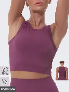 High Support Ribbed Sports Bra, High Compression Seamless Design, Racerback Style, Ideal for Yoga & Gym, Comfortable and Durable Athletic Wear
