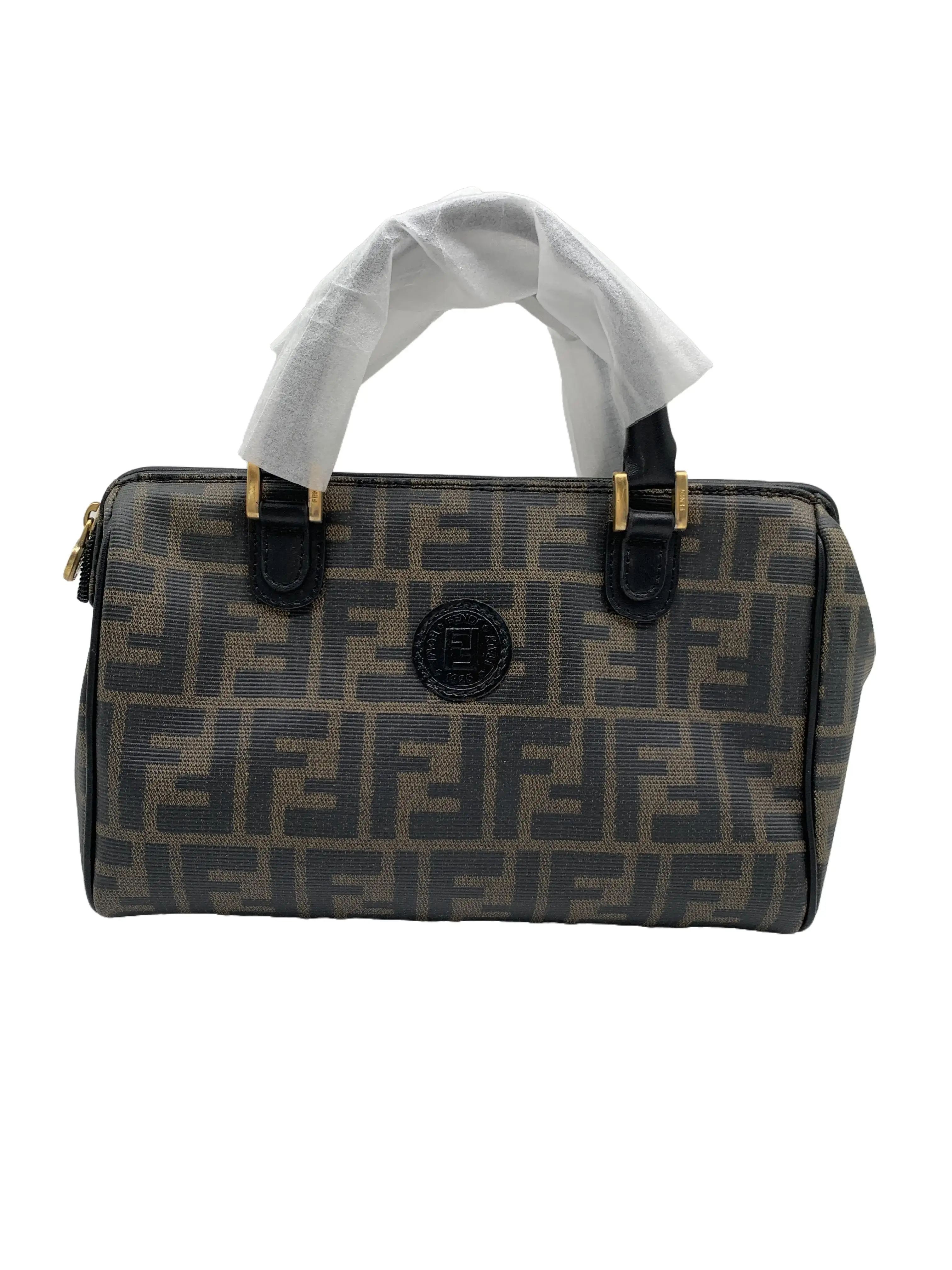 Pre-owned FENDI FF Zucca Mini Boston Handbag/AR06116423/6423