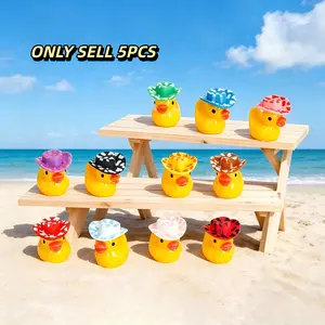 Mini Resin 3D Duck Figurines, 5pcs Set, Glow-In-The-Dark Ducks, Solid Color, Garden Decor, DIY Craft Supplies, 3D Duck Ornaments