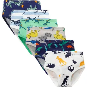 KF5-UWA02  100% Cotton Little Boys Briefs Soft Dinosaur Truck Toddler Underwear