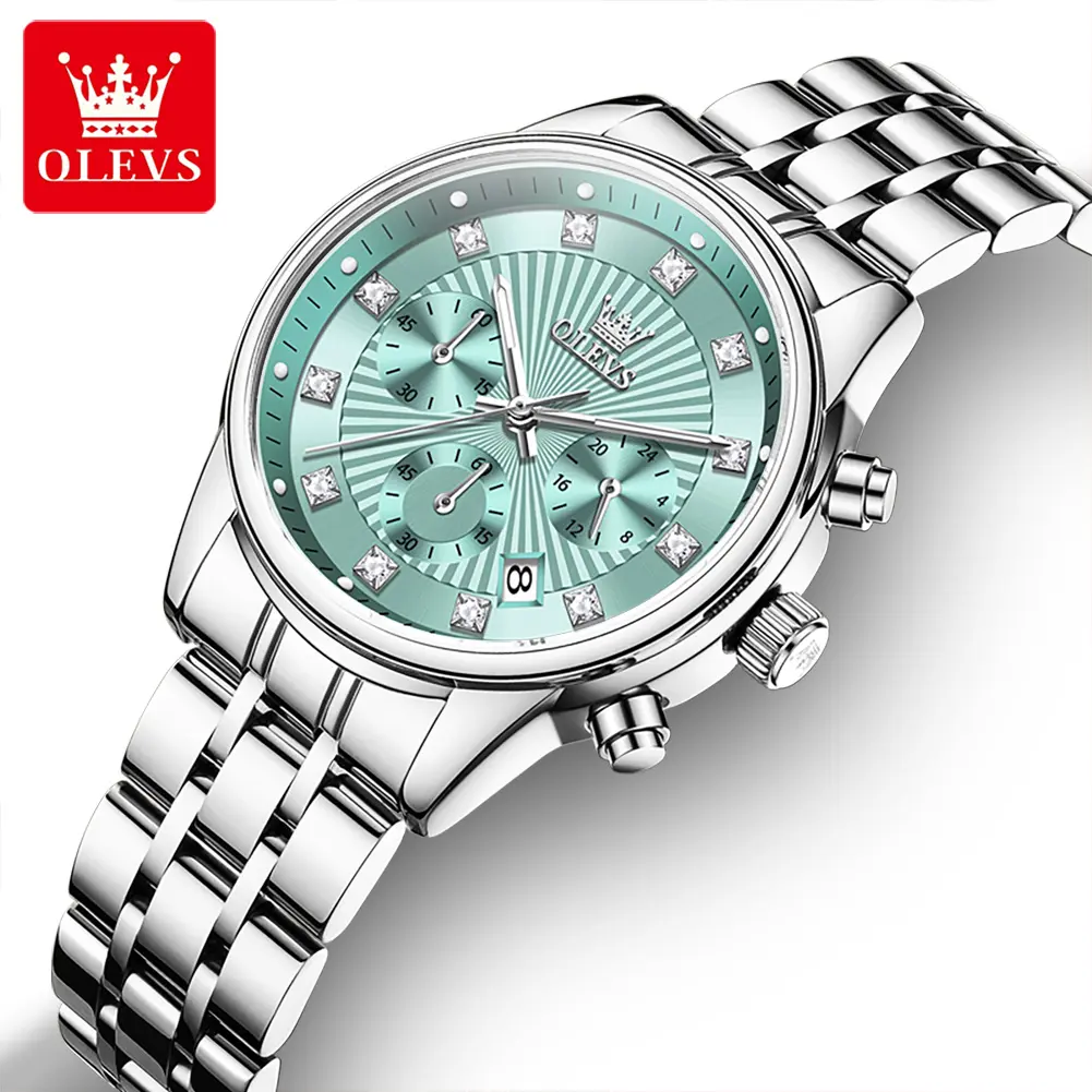 OLEVS 3669 Women's Light Luxury Diamond-Set Watch, 34mm Modern Alloy Case with Luminous Quartz Analog Display, 30m Waterproof