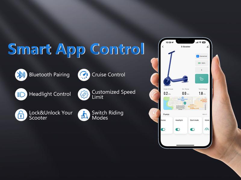 AOVOPRO、ladped Esmax High-Speed Electric Scooter 10-inch solid tires 500W motor with front and rear dual shock absorption, range of 22-30 miles, top speed of 22 mph, dual braking system, LED lights, app control, aluminum alloy frame,  Springtok。