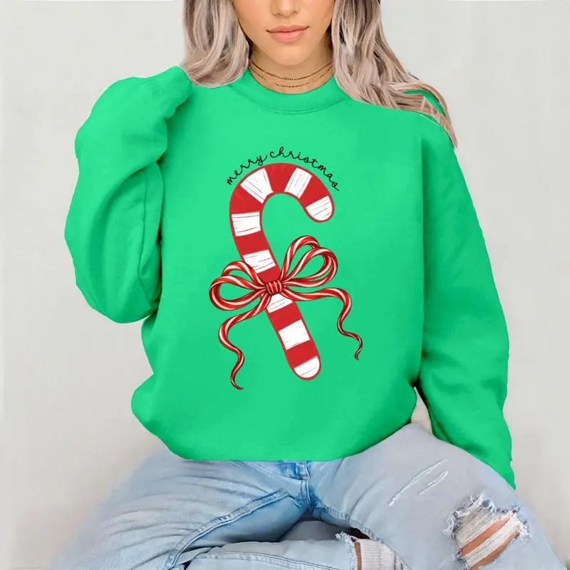 Candy Cane Crewneck Sweatshirt Gildan Everyday Style Shirtsleeve love casual comfortable super soft relaxed fit unisex Sizing womenswear Streetwear  vintage Crewneck Printed Loose Graphic TopHad
