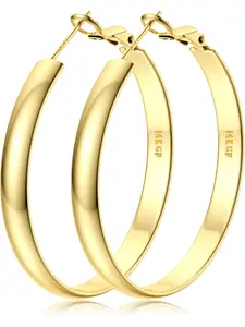 Filled Hoop Earrings for Women, Fashion Jewelry, 5mm Wide Flat Design, Hypoallergenic & Lightweight, Perfect for All Occasions, Fashionable Hoop Earrings