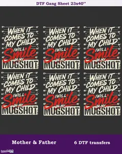 Mother & Father DTF Gang Sheet: Ready To Press Heat Transfers. DTF Transfers. Full-Color Printing, Same/Next Day Shipping