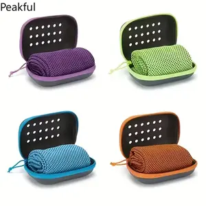 Portable Cooling Towel with Ventilated Storage Case, Quick-Dry Breathable Mesh Sports Towel, Reusable Chilly Towel for Gym, Running & Outdoor Activities, ideal for summer workouts, hiking trips and daily heat relief