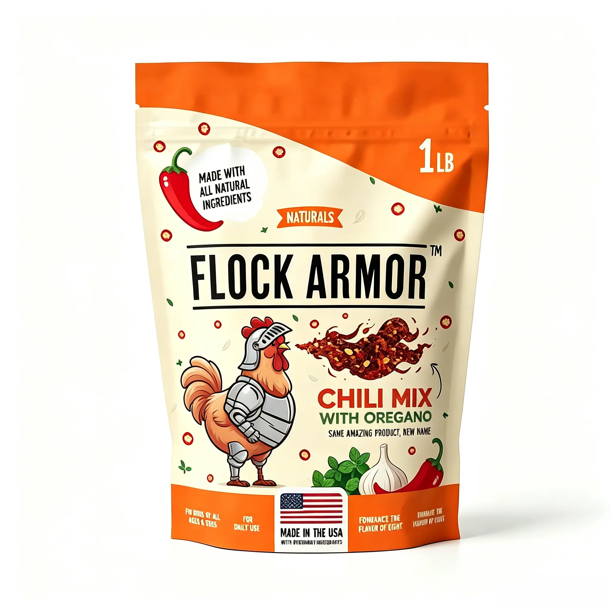 Flock Armor Chicken De-Wormer Powder, All-Natural Chili Blend Formula, US-Made Poultry Wormer, XL 1 lb (16 oz) Pouch