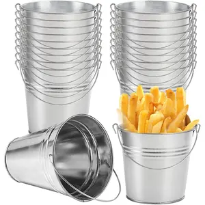 20- Galvanized Bucket Set (4.5x5) Metal Buckets with Handle Rustic Metal Pails with Handles , Crafts, Holidays & Farmhouse Table Centerpieces