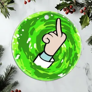 Christmas Ornaments Rick And Morty Portal Portal X-Mas Tree Circle New Year Birthday Acrylic Gift For Friends Holiday Decor