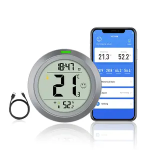 PROTMEX Tuya Wifi Bluetooth Thermometer Hygrometer Date Time Alarm Multifunctional with Smart Life APP Temperature Humidity