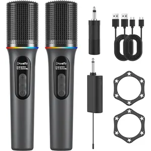 Microphone, Professional Handheld Dynamic Mic with Rechargeable Receiver, 5-Level Volume Adjustment, Dynamic RGB Lighting, 40-Hour  Rechargeable Microphone for Karaoke and Weddings.