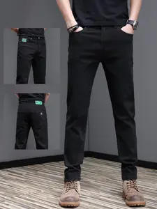 Men's Slim-Fit Stretch Elastic Denim Jeans, Menswear Classic Plain Casual Streetwear Fashion Pants for Daily Wear & Outdoor Activities, Comfortable Fit Design Trouser