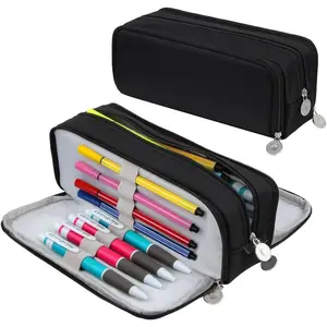 Big Capacity Pencil Case Large Storage Pencil Bag Pouch Marker 3 Compartment Stationery Pen Cases Holder for Adults Office Organizer Gifts