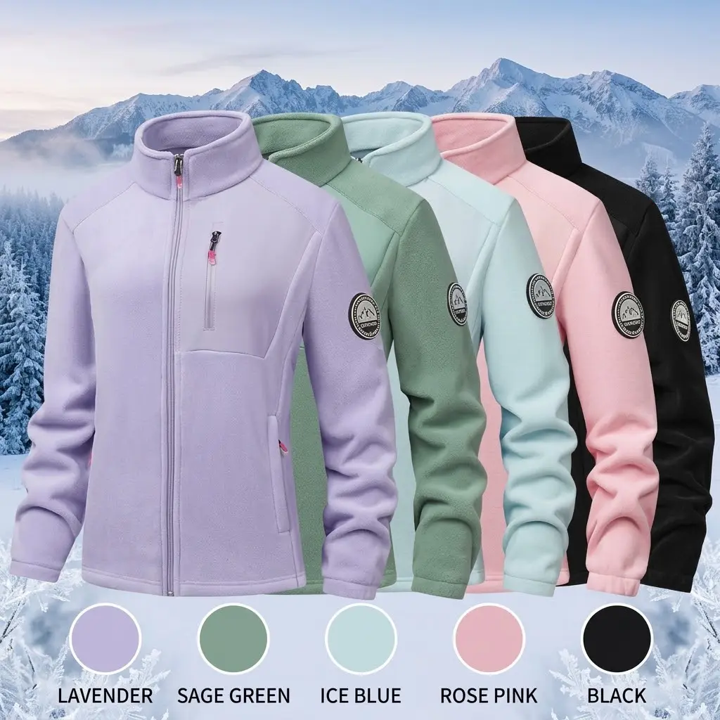 Women's Solid Color Foldable Fleece Zipper Jacket - Feminine, Hoodless, Athleisure, Instant Warmth Sport Casual 1-Piece Autumn-Winter Outerwear, Ideal for Casual Wear, Commuting, Feminine Women's Fleece Jackets