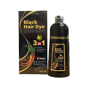 Black Hair Dye Shampoo – 3-in-1 Instant Hair Color, Cleanses, Nourishes | Natural Black, Gray Coverage Hair Dye Shampoo No.1 500ml