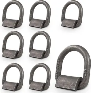1/2" Heavy Duty Weld-On Forged D Ring with MBS:12,000 lbs, D-Ring Tie Down Anchor with Weld On Anchor Points for Trailer,  Cargo, RV, ATV Tiedowns, Farm Applications etc (8 Pack)