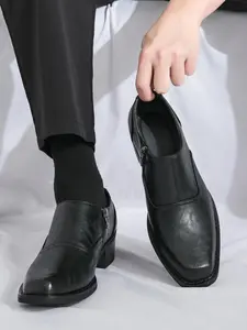 Men's Business Style Solid Color Dress Shoes, Formal Shoes, Fashionable Comfortable Breathable Shoes for Work Office, Male All-match Shoes for Daily Wear, Boy