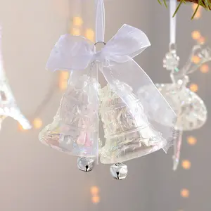 3D Acrylic Snowflake Ornaments Iridescent Crystal Christmas Hanging Decor Tree Festive Pendants