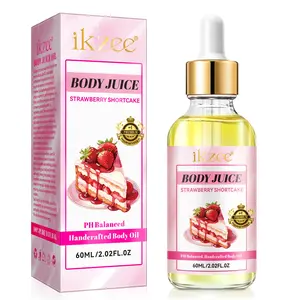 Ikzee Body Oil Strawberry Pie 60ML, Pure Natural Strawberry Essence, Daily Deep Moisturizing, Hydrating, Balances Ph, Keeps Skin Fresh, Women's Body Moisture Oil
