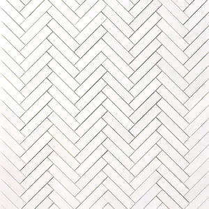 Bianco Dolomite Marble 1x4 Herringbone Mosaic Polished/Honed Sample