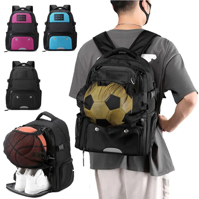 Water-Resistant Basketball Backpack for Men & Women, Large Capacity Student Bag with Independent Shoe Compartment for Outdoor Sports