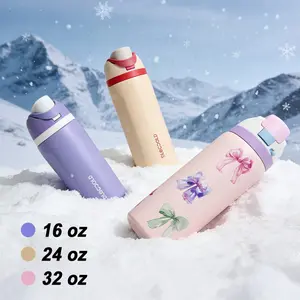 DLOCCOLD Insulated Stainless Steel Water Bottle with Straw for Sports, Travel, and School, 16oz  24 oz  32 oz Sports Water Bottle, Leak-Proof Thermos BPA-Free, Leakproof Insulated Tumbler, Christmas Gift Idea for women kids friend