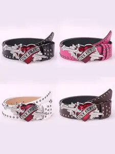 4-Pack Statement Metal Buckle Belt! Y2K Baddie Punk Waist Accessory for Jeans & Skirts Studded Belt Modern Buckle Belts Punk Fashion Belt