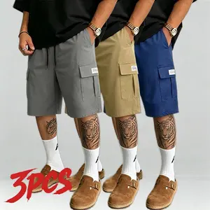 3-piece set — Men’s casual fashion drawstring shorts: summer beach shorts with slight stretch and multiple pockets, suitable for everyday wear and work. New for Summer 2026