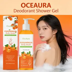 OCEAURA Deodorant Shower Gel Persimmon & Peppermint Extract Long-Lasting Freshness Gentle Cleansing Moisturizing Body Wash