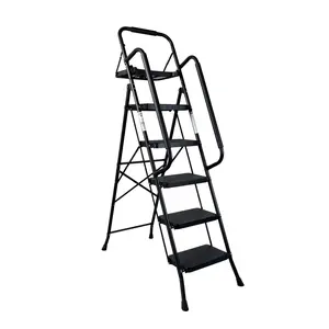 Folding Step Ladder with Wide Anti-Slip Pedals and Convenient Handrail, Sturdy Heavy Duty Steel Step Stool, Lightweight Portable Foldable Step Ladder with Safety Locking Mechanism, Multi-Purpose Step Stool for Kitchen, Bedroom, Garage, Office, Home Use