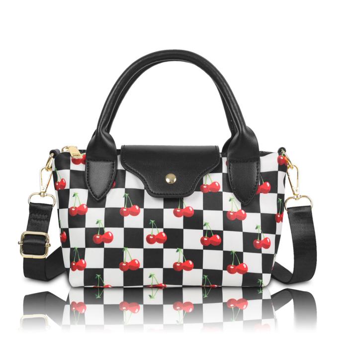 Fashionable Checkerboard Shoulder Bag – Minimalist Crossbody Purse with Detachable Strap & Smooth Zipper