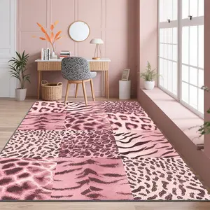 Luxury Vintage Patterned Velvet Carpet, Soft Comfortable Home Decor Rug, Living Room Sofa Mat, Bedroom Bedside Rug, Multi-Scene Use, merry Christmas, let it snow, Home Decorative Rugs, Leopard Print Rug