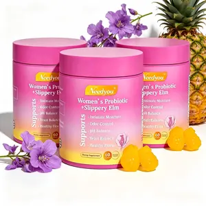 Her Juicy Wellness Support Probiotics Gummies for Women – All in One Slippery Elm, Prebiotics & Lactobacillus Blend Balancing Feminine pH and Improving Dryness, 60 Counts Hawaiian Pineapple