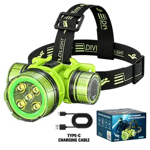 TANLOOK Rechargeable Diving Headlamp, 90° Adjustable Angle, Waterproof High Brightness Underwater Head Light