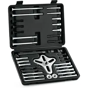 Harmonic damper removal tool kit, 49-piece power steering pulley removal and installation tool set, heavy-duty steering wheel removal tool kit, suitable for flange-type gears and crankshaft removers