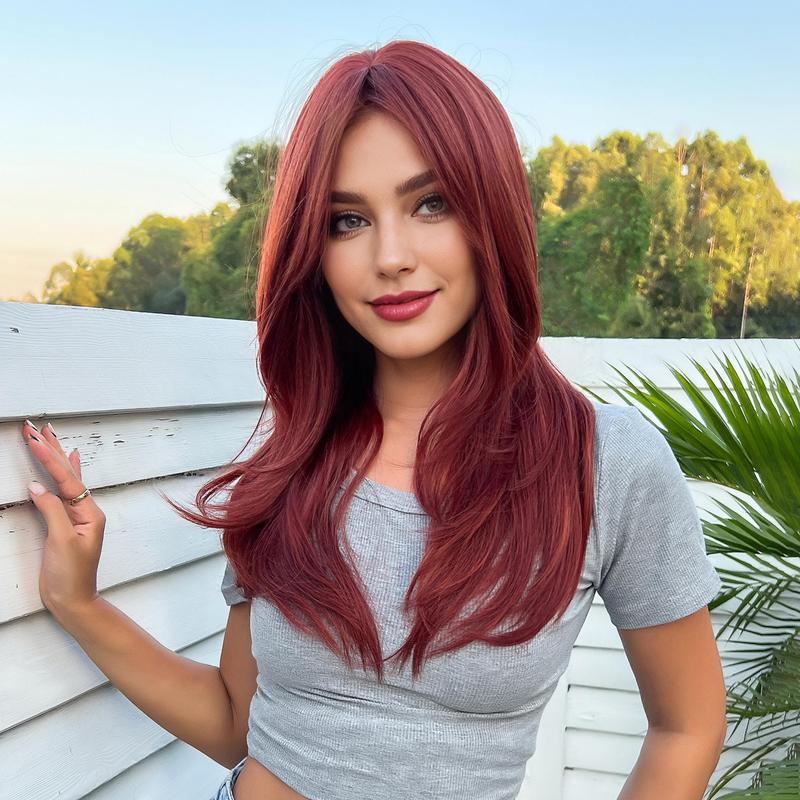 20 Inch Grey Wigs for Women Long Layered Ombre Wigs with Bangs Heat Resistant Synthetic Fibre Wigs