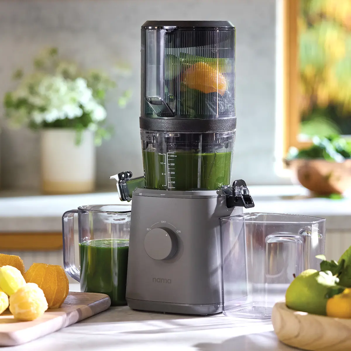 Nama J2 Cold Press Juicer – Self Feeding for Hands-Free Operation with Wide Mouth Hopper for Whole Recipe Loading, Zero Waste Masticating Juicer For More Juice, Less Pulp – Easy Cleanup & Assembly