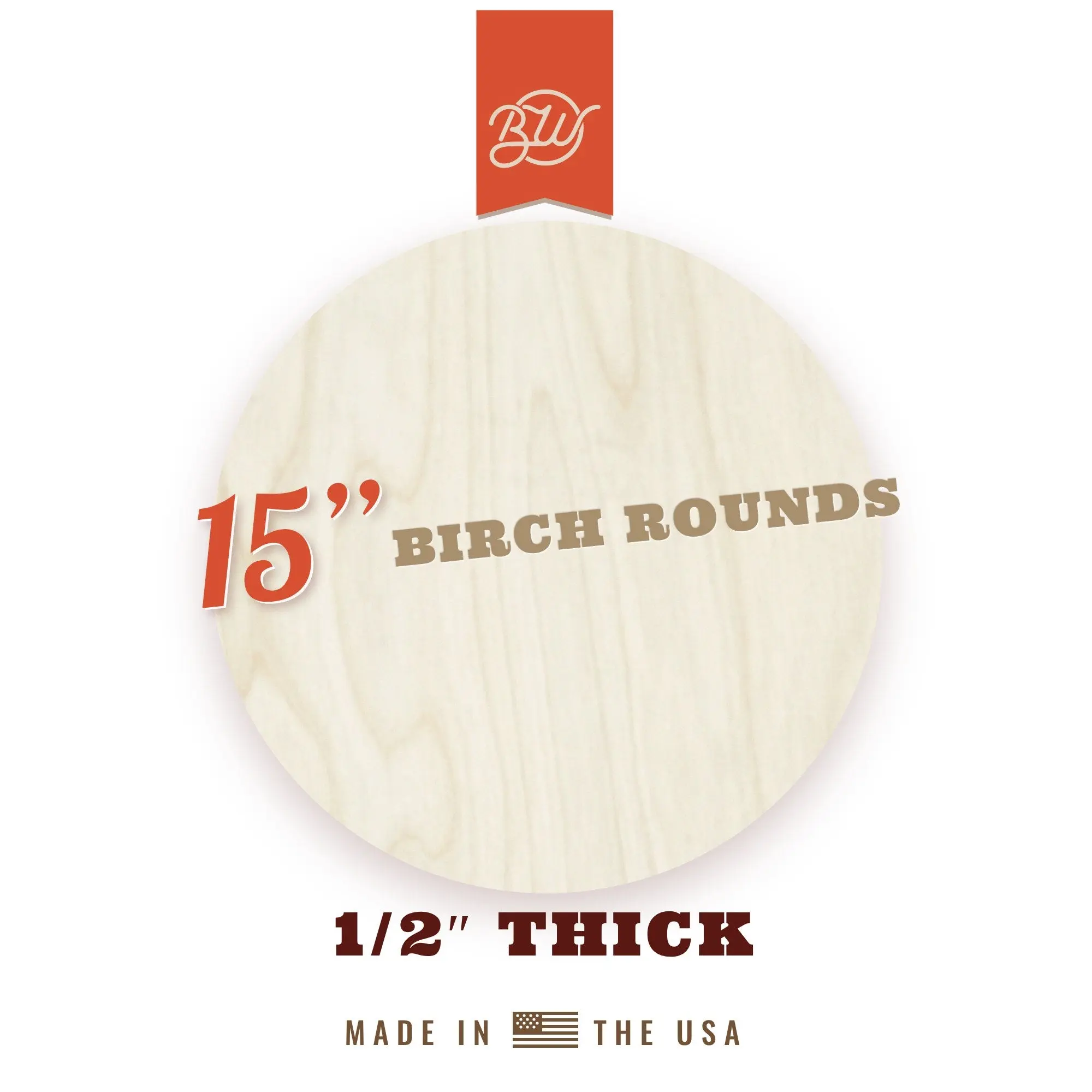 15" Birch Wood Rounds · 1/2" Thick · 1–24 Packs — Craft Ready